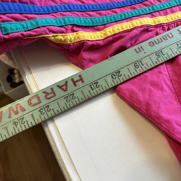 Womens Hot Pink MuMu Housedress Cotton Medium Striped Embroidered Pockets Midi - Picture 5 of 9